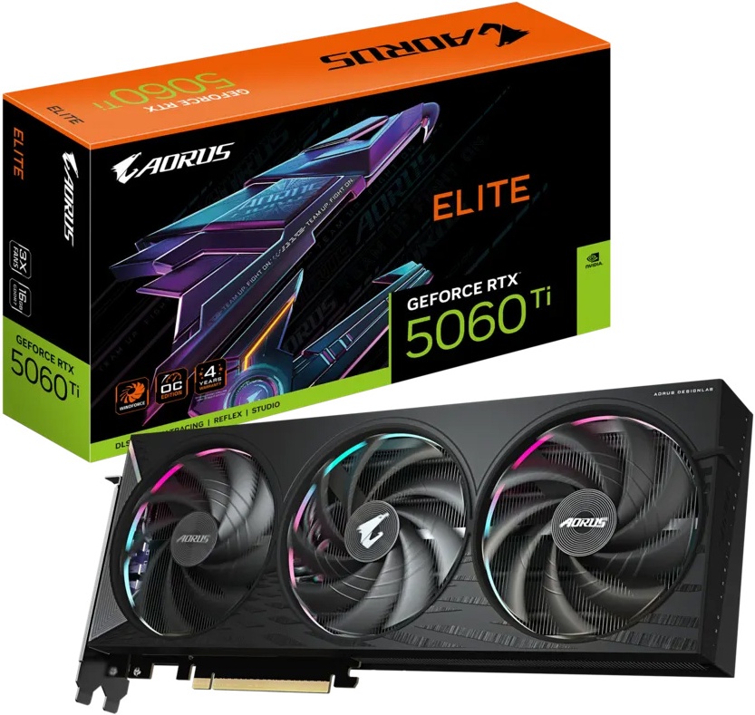 Видеокарта RTX5060Ti 16Gb Gigabyte AORUS ELITE